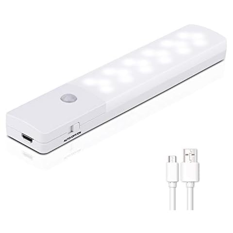 Motion Sensor Light, 18 LED Automatic Night Light Rechargeable Indoor Super Long Battery Life Removable Magnetic Strip for Closet, Cabinet, Stairs, Drawer, Pantry, Cupboard, Wardrobe(1 Pack) Cover