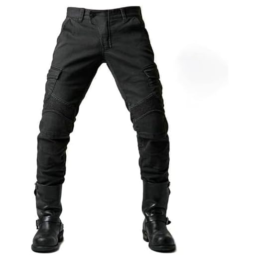 Fashionapple Pantalones de protección para Hombre, Moto, Vaqueros, Transpirables, Protectores extraíbles, para Carreras, Bicicleta, Color Negro