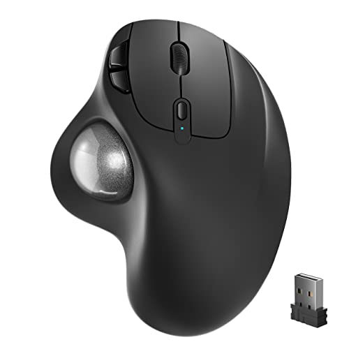 Nulea M501 Ratón inalámbrico con Bola de Seguimiento, ratón ergonómico Recargable, Seguimiento preciso y Suave, conexión de 3 Dispositivos (Bluetooth o USB), Compatible con PC, portátil, Mac, Windows.