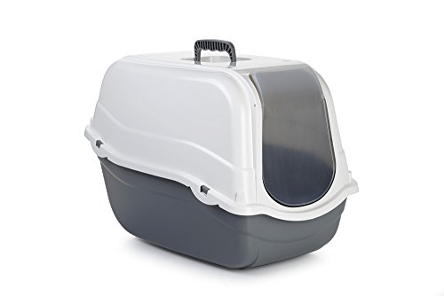Beeztees Romeo Bac à Litière pour Chat Gris/Blanc 54 x 33 x 42 cm