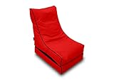 Relleno incluido. Puff Beanbag Tumbona Poliéster Impermeable para Exterior 50x75cm plegado/150x70cm desplegado (Rojo)