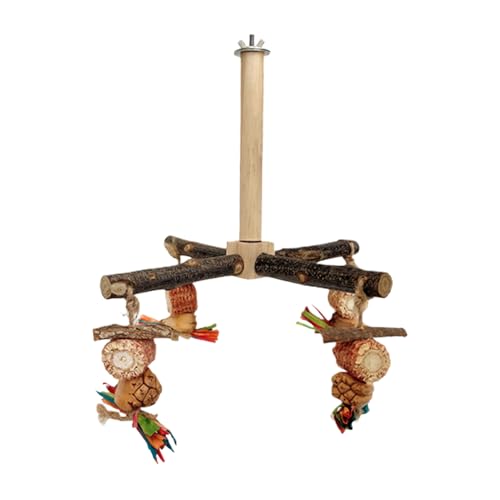 Bird Perch Toy - Wooden Bird Perch Stand, Sparrow Resting Stand, Parrot Activity Bar | Cockatiel Rotating Perches For Cage, Inte