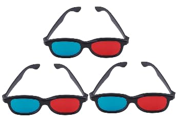 3Pcs Red and Blue 3D Glasses Universal TV Movie Dimensional Video Frame 3D Glasses DVD Game Glass 3D Style Glasses for 3D Movies Games, 3D Viewing Glasses, Televisions and Video
