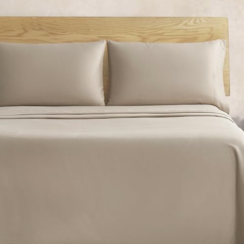 Jessica Simpson Blissful Dreams Parure de lit 3 pièces 100% Satin de Coton pour lit Simple Marron