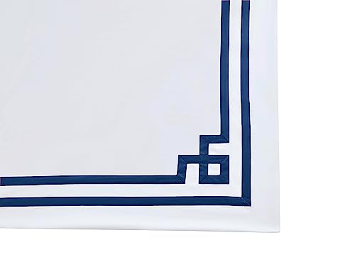 Casa Bolaj Designed To Dream 3 Pcs Do Not Include Filling Duvet Cover Set 100% Egyptian Cotton Sateen Luxury 400 Tc (White Navy, King) #TOP3