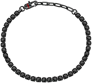 Sector No Limits TENNIS Bracciale Uomo in Acciaio, cristalli, smalto, IP nero – SANN42