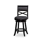 DTY Indoor Living Meeker X Back Fabric Swivel Stool, 24” Counter Height, Espresso Finish, Charcoal F