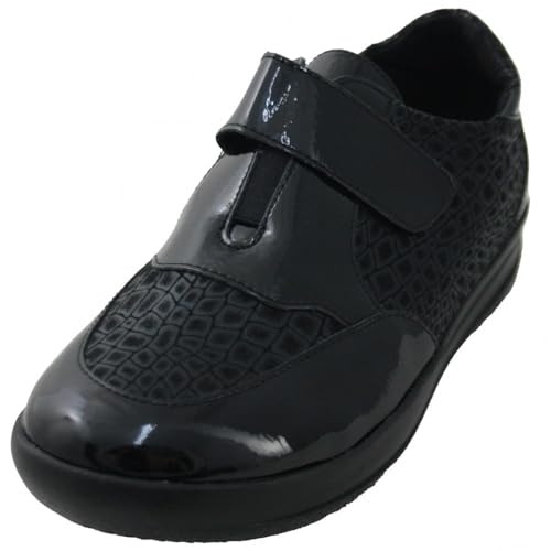 DOCTOR CUTILLAS - Zapato,Sneakers Casual,Velcro,Suela de Goma,Plantilla Extraible,Ancho Especial,Negro, para: Mujer Color: Negro Talla:41