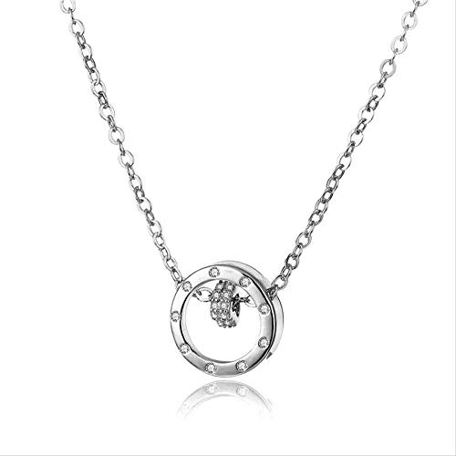 Preisvergleich Produktbild CKAWM Halskette Stilvolle Romantische Accessoires Halskette Kurze Schlüsselbeinkette Weibliche Mosaik Zirkon Doppelring Kreis Anhänger Halskette