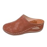 Generisch Pantuflas de mujer con cordones para mujer, suela gruesa, puntera cerrada, diseño ligero, zapatos de país para mujer, marrón, 39 EU