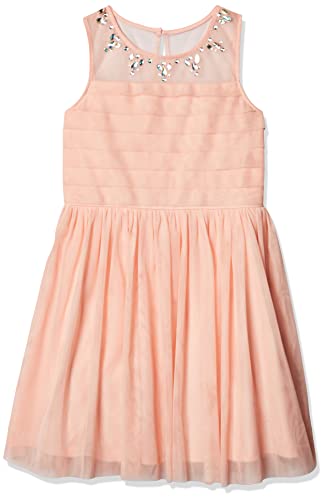 My Michelle Girls' Sleeveless Dress with Rhinestone Neckline Pleated Top and Tulle Skirt