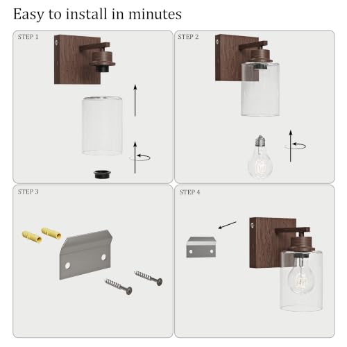 Image of Rayogale Walnut Battery Operated Wall Sconce Set of Two with Remote Control