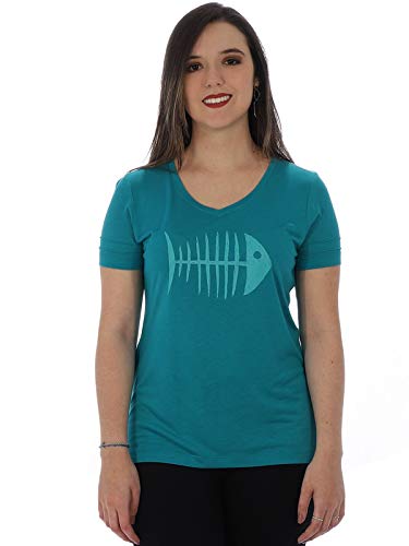 Baby Look Feminina Manga Curta Decote V. Viscolycra Verde