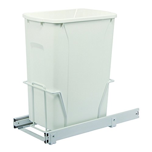 Caneca de basura rectangular blanca para gabinete 35 qt