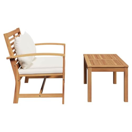 Salon rustique pour terrasse et balcon compact en bois de teck avec table basse - 7