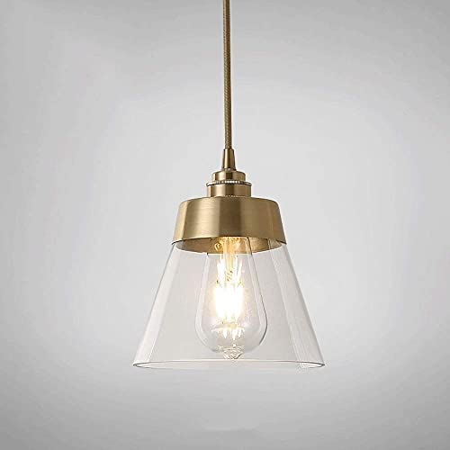 Chandelier suspendu en laiton et verre transparent E27 pour design de cuisine