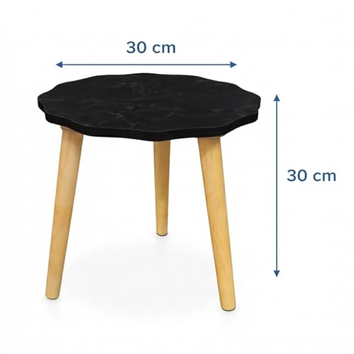 Image of Small Coffee Table with Storage, Mid Century Modern Solid Wood, for Living Room, (STAR-3LEG-BLK)