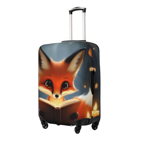 Cute Fox Reading Book Luggage Cover Elastic Washable Protector Anti-Scratch Travel Suitcase Covers With Concealed Zipper For 18-32 Inch Luggage Large2