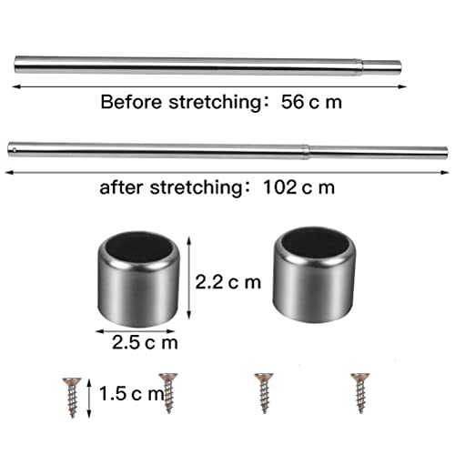 Kleiderstange Schrank Ausziehbar 56-102cm Bis 60KG, Teleskop Edelstahl Garderobenstange Für Kleiderschrank, Wand- Und Deckenmontage