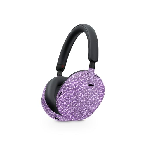 Image of MightySkins Carbon Fiber Skin Compatible with Sony WH-1000XM5 Headphones - Purple Pleather | Protective, Durable Textured Carbon Fiber Finish | Easy to Apply