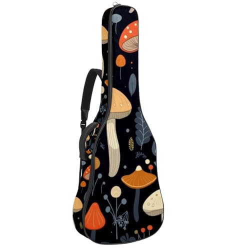 Sac pour guitare acoustique motif champignon noir | Housse étanche avec protection éponge 109 cm