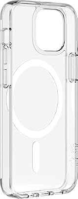Belkin funda para iPhone 13 compatible con MagSafe con revestimiento antimicrobiano, materiales resistentes a la luz UV, imanes integrados y borde realzado para proteger la cámara- Transparente