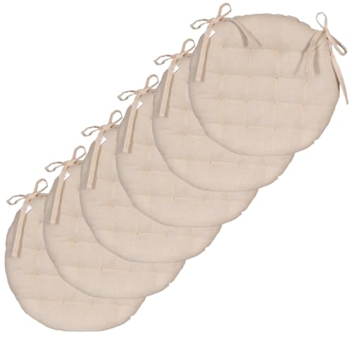 Atout Ciel Lot de 6 Galettes de Chaise Rondes Bicolores D.40cm, Beige/Gris