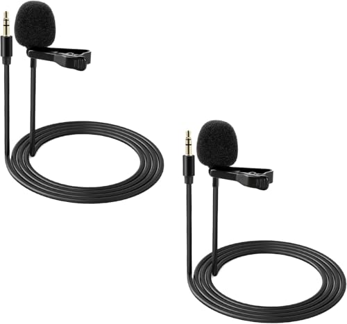 NEEWER Confezione da 2 microfoni Lavalier da bavero Compatibile con DJI Rode Wireless GO II Wireless Pro microfono wireless, 3,5 mm TRS omnidirezionale a condensatore cablato con clip per YouTube Live