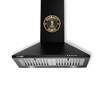 BLOWHOT IRIS S BPC Chimney: 60 cm With Free Installation Kit | 800 m�/h Suction Power | 3 Speed Push Control | Dual Baffle Filter | LED Lights | 5-Year Motor Warranty - Black