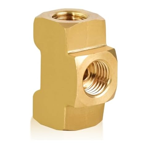 MuHize 3/16 Brake Line Tee - Upgraded 3 Way Brake Line Tee for 3/8"-24 Threads, Universal Brass Tee Fitting, All 3/8"-24 threads Ports Cover