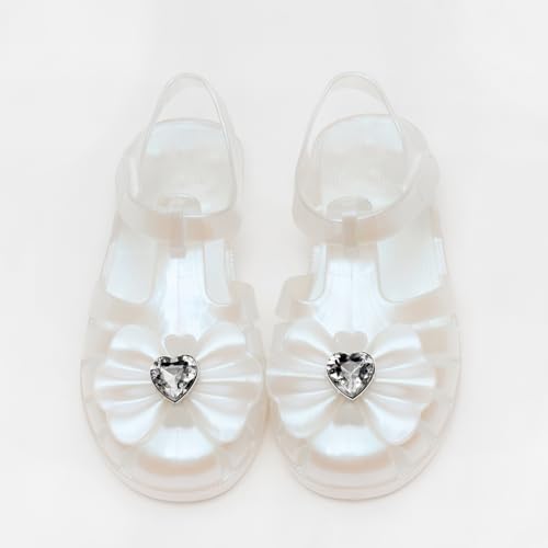 Jelly Sandals For Toddler Girls Closed Toe Waterproof Bow Flat Shoes For Little Kids Big Girl Random Pack Blind Box Pearly White Or Glitter Transparent Color2