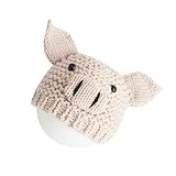 Mikikit Gorro de Cerdito de Hilo de Lana Beige para Recién Nacido, Accesorio Adorable para Fotografía de Bebés y Uso Diario