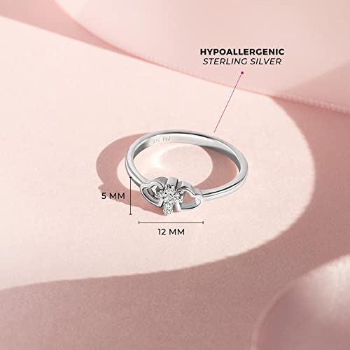 925 Sterling Silver Size 2-5 Religious Tiny Cross Cubic Zirconia Heart Rings for Girls - Beautiful Cross & Hearts Ring Bands for Young Girls - Faith CZ Cross Jewelry for Children & Preteens4