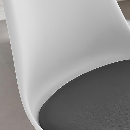 Image of Amazon Brand - Umi Height-Adjustable Modern Revolving Rotary Arm Office Study Desk Chair - Ideal for Spa, Bar, Home - White & Black Color