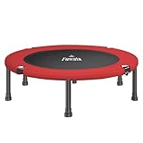 Fuwata トランポリン 室内用 大人用 子供用 大型102cm 耐荷重150kg 静音 折りたたみ ダイエット 家庭用 6本脚 (ブラック+レッド)