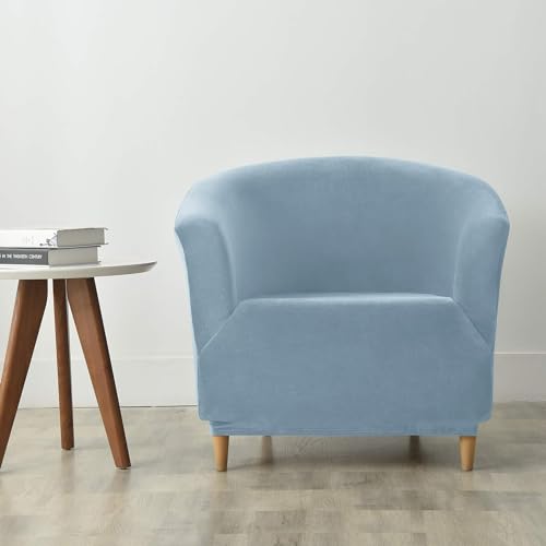 Housse de fauteuil Chesterfield bleu clair extensible | Lot de 2