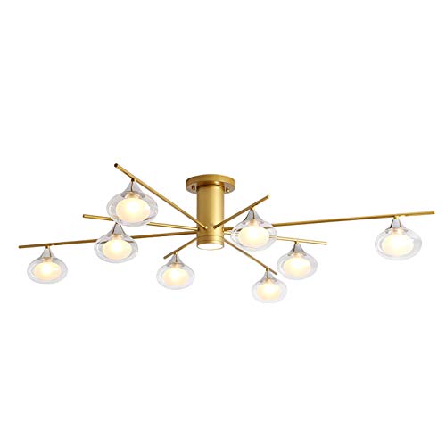Plafonnier Luminaire Rétro Doré : Chandelier 8 Lumières pour Chambre et Grand Salon Lumineux
