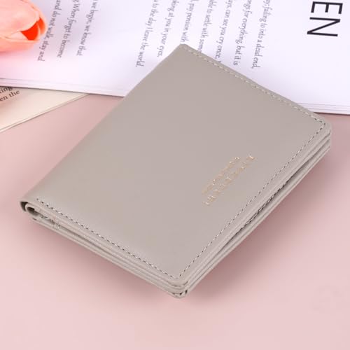 Wallet Women, Leather Rfid Wallet with ID Window(Grey)4