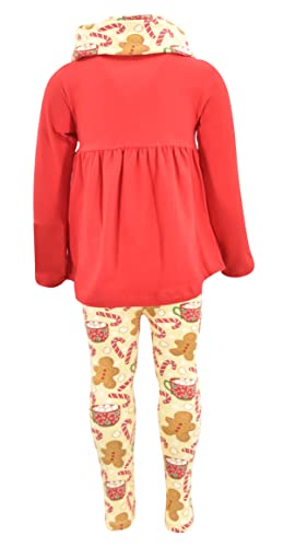 Image of Unique Baby Girls Kids Toddler 3pc Outfit Set Long Sleeve Stretch Tunic Top Leggings and Scarf
