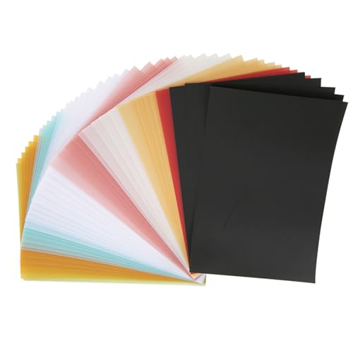 KooingTech 50 piezas de papel vitela, 15 x 10 cm, papel vitela de colores, papel de calco multicolor, papel de cartulina translúcido para bocetos, trazado y dibujo