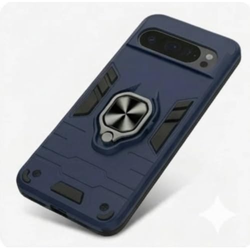 Image of JANAK RAJ Ringstand Armor Bumper Back Case Cover Compatible with Google Pixel 9 /9 Pro 5G | Tough Rugged Shockproof PC+TPU Kickstand 360 Protective Design - Navy Blue