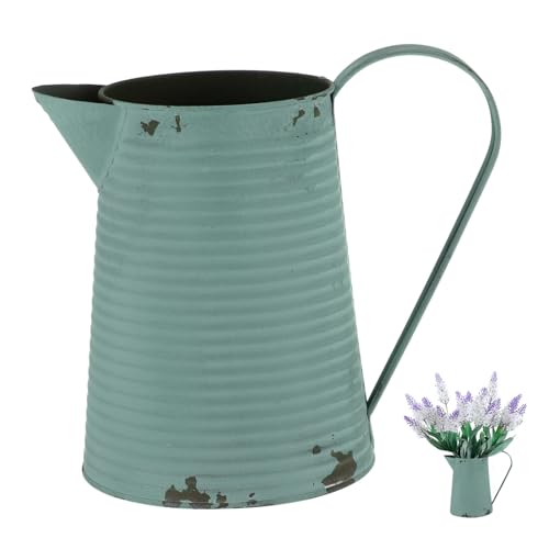 BIUDECO Jarrón Vintage de Metal Rústico con Diseño de Jarra Maceta Decorativa para Flores Secas y Plantas Artificiales para Hogar Jardín y Oficina Estilo Campestre Color Color Aleatorio