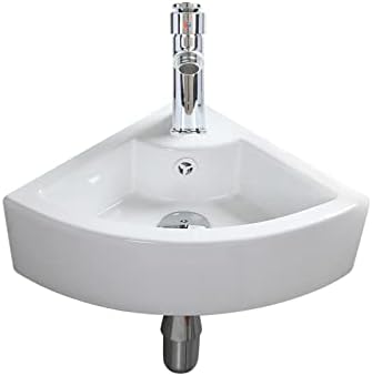 Wall Mounted Sinks, High Temperature Calcination Ceramic Handmade Small Size Rectangle Wash Basin Gloss White Simple and Elegant Modern Design for Bathroom, Cloakroom Toilet WC(Right Hand)