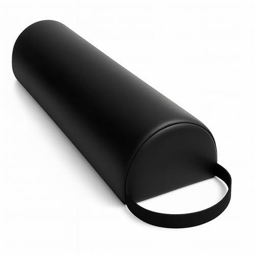 Celmuron Half-Round Bolster Pillow for Massage and Yoga High-Density Support Cushion for Neck Knees Back & Ankles Black 17.8L x 8W x 4.7H