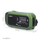 Radio awaryjne – wersja przenośna – DAB+/FM – zasilanie bateryjne/korba ręczna/zasilanie energią słoneczną/zasilanie przez USB – budzik – zielony/czarny