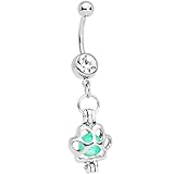 Body Candy Womens Stainless Steel Navel Ring Piercing Glow in The Dark Paw Print Dangle Belly Button Ring