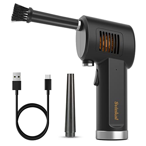 Svinkal Compressed Air Duster, 33000 RPM Electric Air Duster, 6000mAh Rechargeable Battery, Air Blower Rechargeable, Electric Air Blower for Computer, Reusable Alternative to can air.
