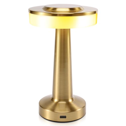 Sirxlevcy LED LáMpara de Mesa Recargable TáCtil Mesa de Comedor Bar LáMpara de Mesa LáMpara de Noche PequeñA para Exteriores LáMpara de Mesa Decorativa, Dorado