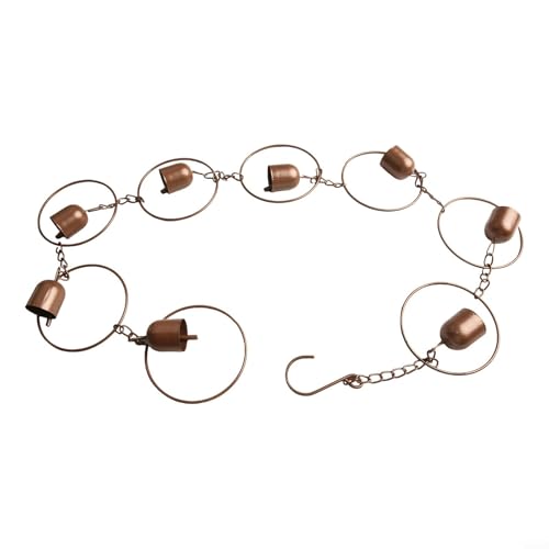 Besttoolifes Catene da pioggia in metallo per pluviali decorativi da esterni, 1 m, finitura in rame, scarico dell'acqua con gancio per appendere (BELL)
