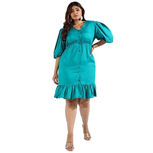 Image of Instafab Plus Women's Multicolour Printed Midi Length Short Sleeve Regular Fit Wrap Dress for Casual Wear | Modern Clothing Dress Crafted with Comfort Fit for Everyday Wear, 3XL